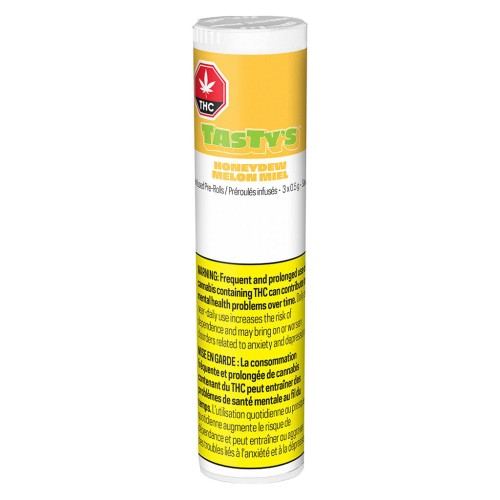 Honeydew Diamond Infused Pre-Rolls by Tasty’s 3 x 0.5g pack