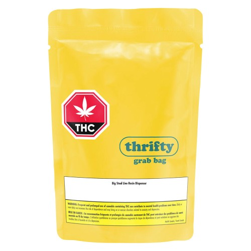 Big Steal Live Resin Dispenser by Thrifty concentrate for sale at Grassroots Cannabis Windsor dispensary. Hybrid live resin with 80–86% THC.