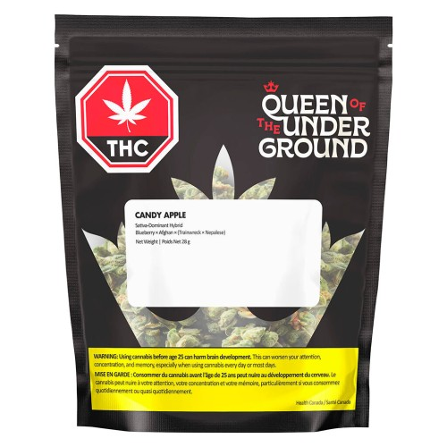 Candy Apple 28g sativa flower by Queen of the Underground with sweet apple aroma