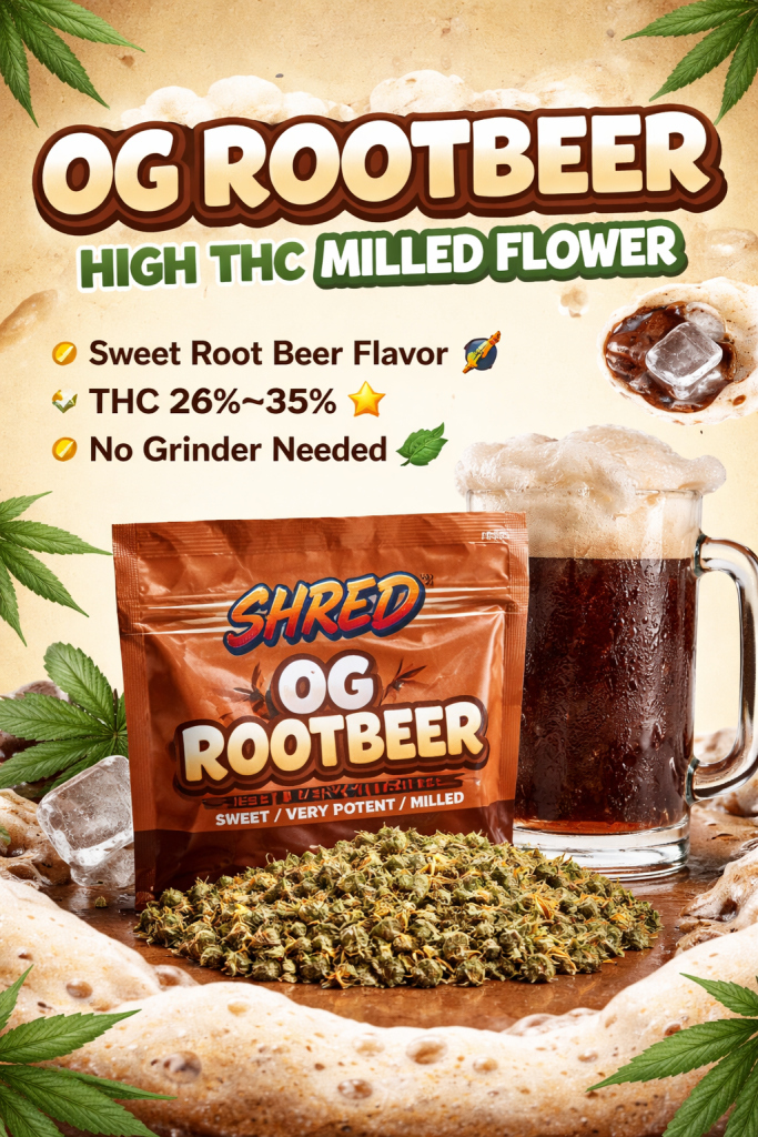 og rootbeer shred milled flower canada